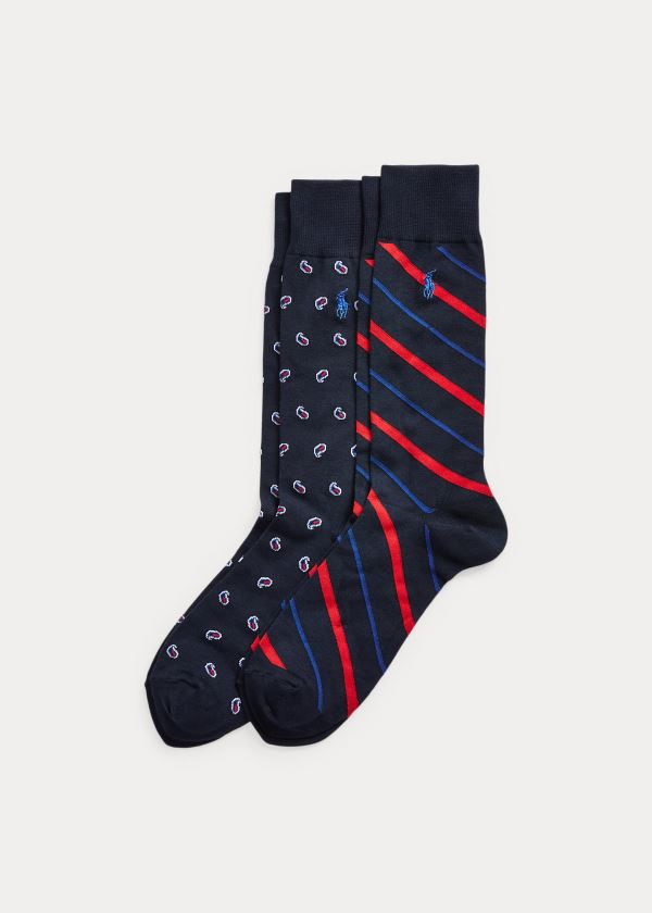 Men's Polo Ralph Lauren Paisley & Striped 2-Pack Socks | 186207XEH